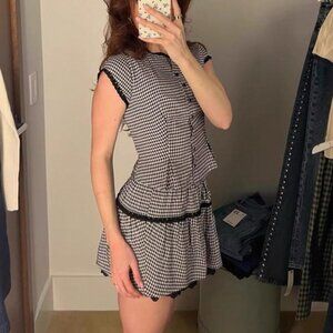 NEW Reformation Valetta Two Piece Matching Skirt Set Remy Check Gingham | US 2
